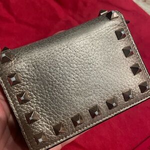 Valentino Studded Metallic Leather Wallet